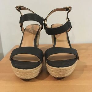 Black wedge sandals